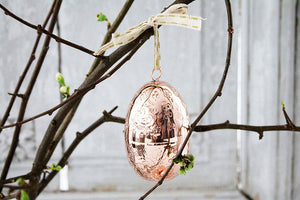 CMK Copper Etched Bird & Floral Egg Ornaments, Set of 4