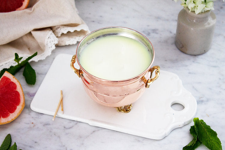 CMK Vintage French Inspired Grapefruit Mint Jardiniere Candle