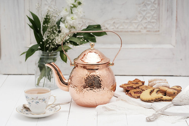 Vintage Inspired Copper Hand Hammered Teapot