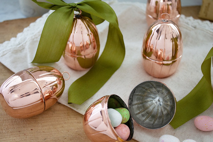 CMK Vintage Inspired Copper Handmade Egg Ornaments, Set of 4