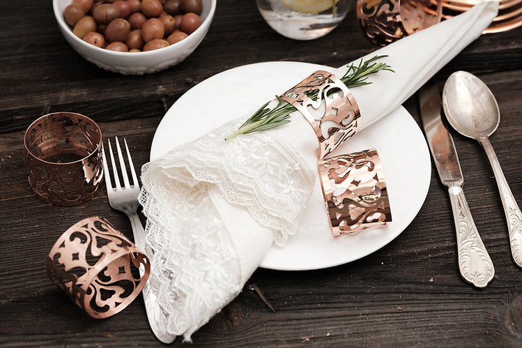 CMK Vintage Inspired Copper Napkin Rings, Set of 4