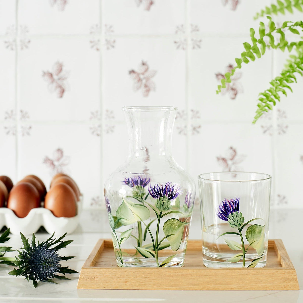 Plume Thistle Carafe And Tumbler