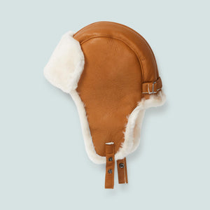 Aviator Hat in Tan and Cream