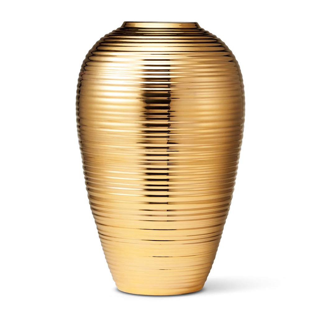 Ribbed Calinda Tapered Vase in Gold