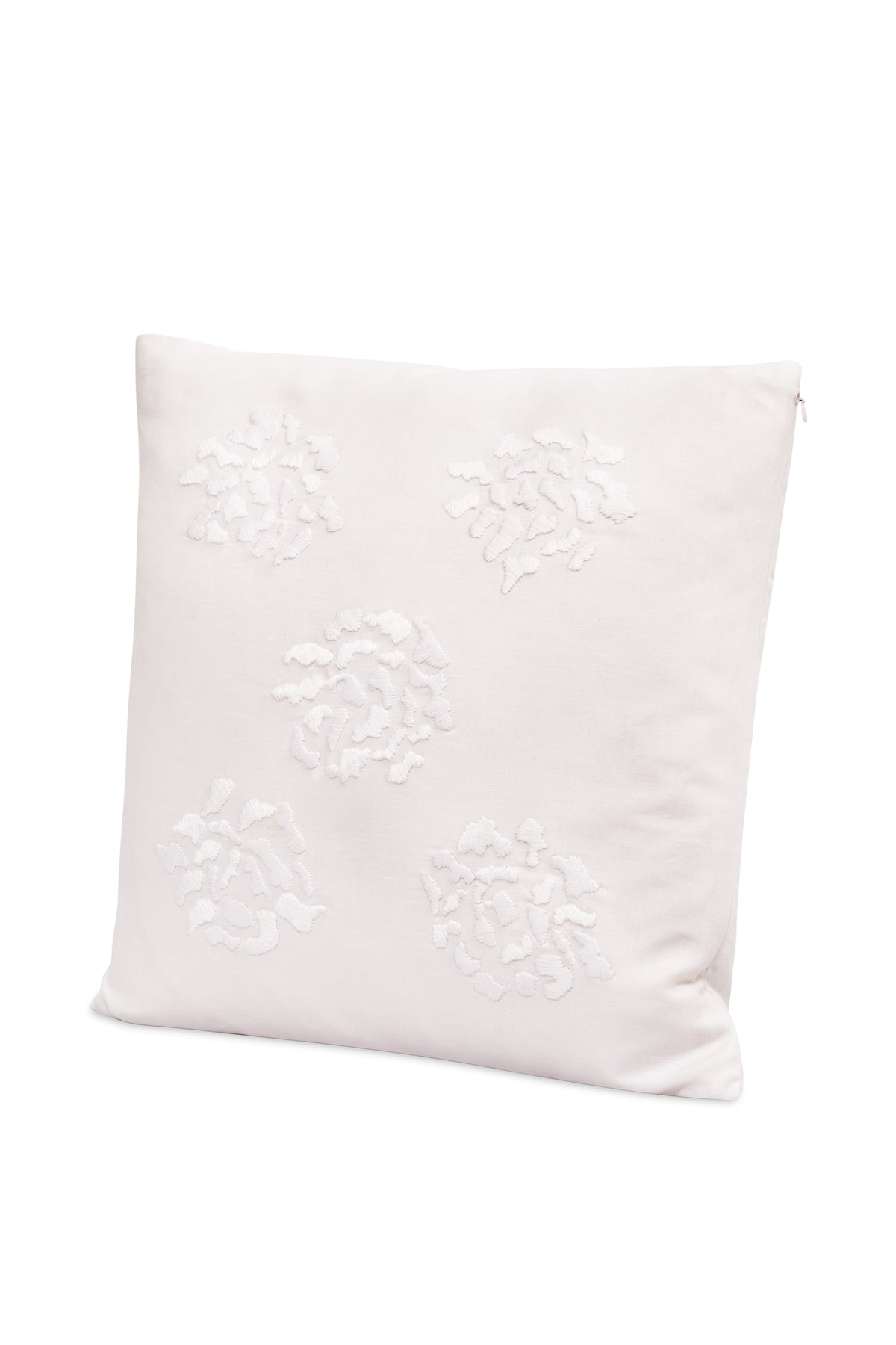 White Embroidered Linen Pillow