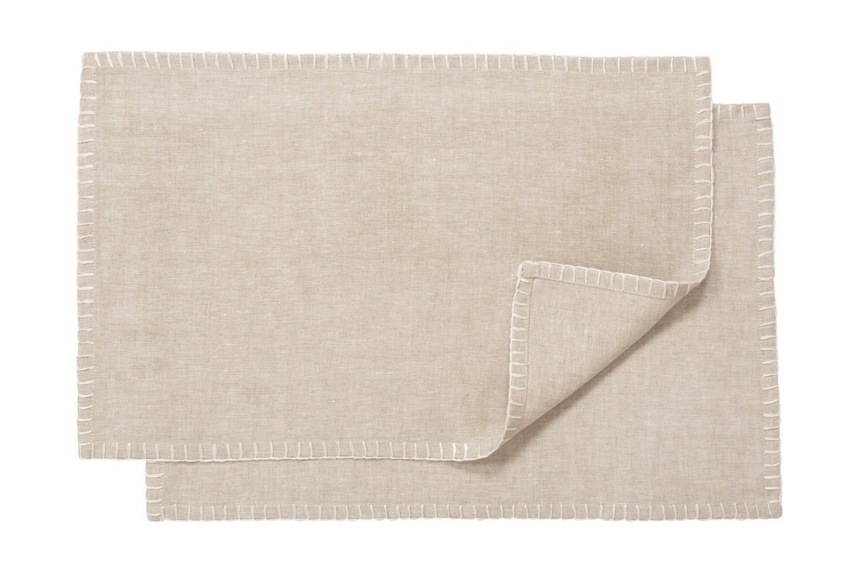 Stiching Oatmeal Placemats