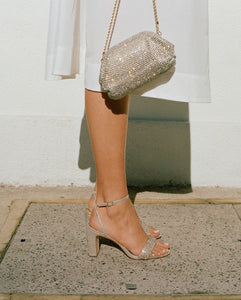 Shay Sandal in Cappuccino Suede Rhinestones