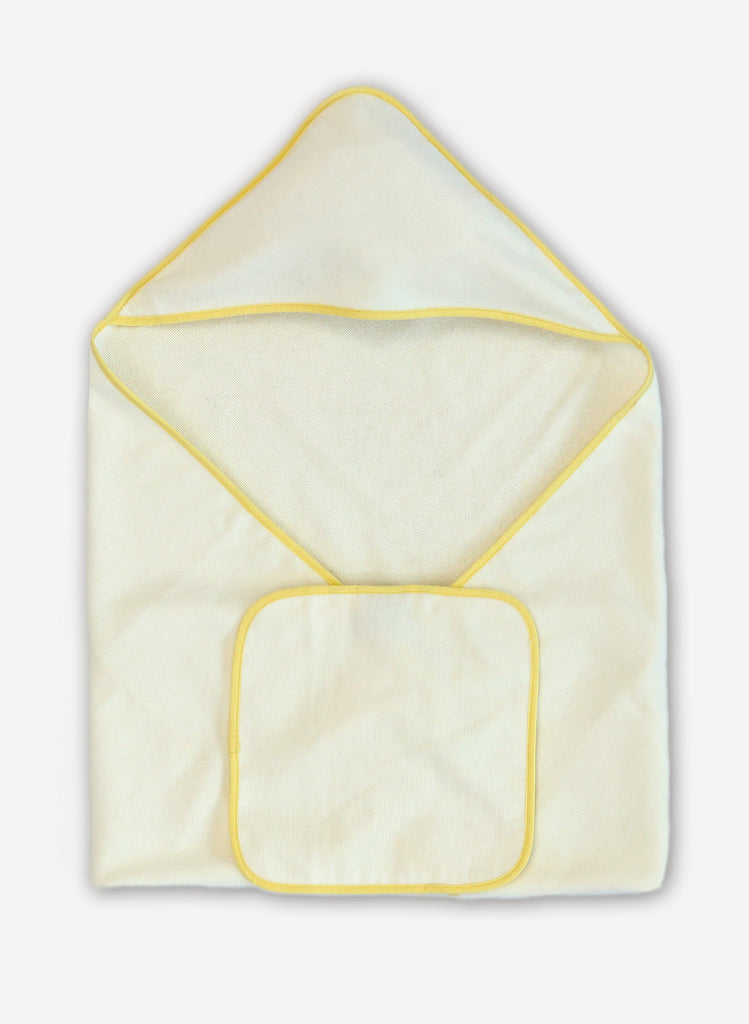 Piped Hooded Bath Towel and Washcloth Set