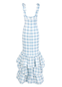 La Palma Dress in Blue Gingham