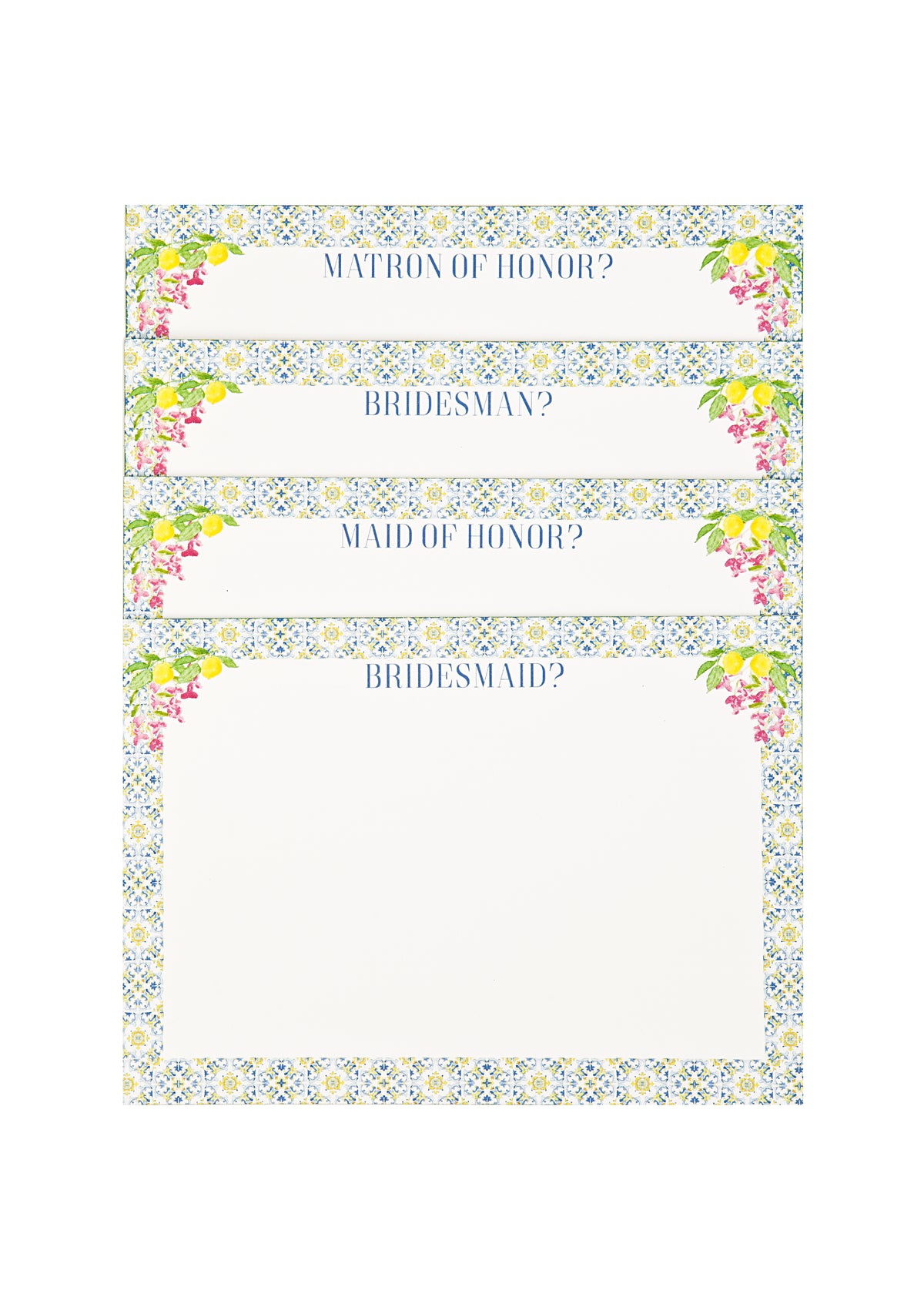 Bridesmaid Cards in Green Mosaic, Set of 10