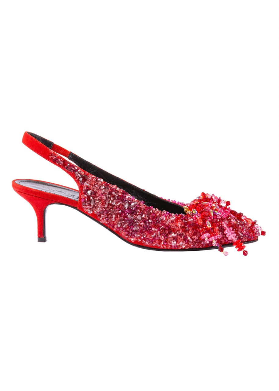 Embellished Susie Pumps in Red