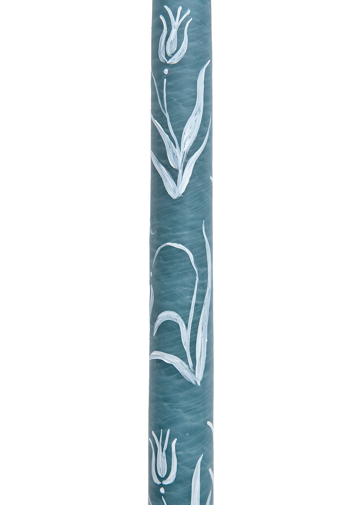 Dusty Blue Tulip Hand-Painted Taper Candles, Set of Two