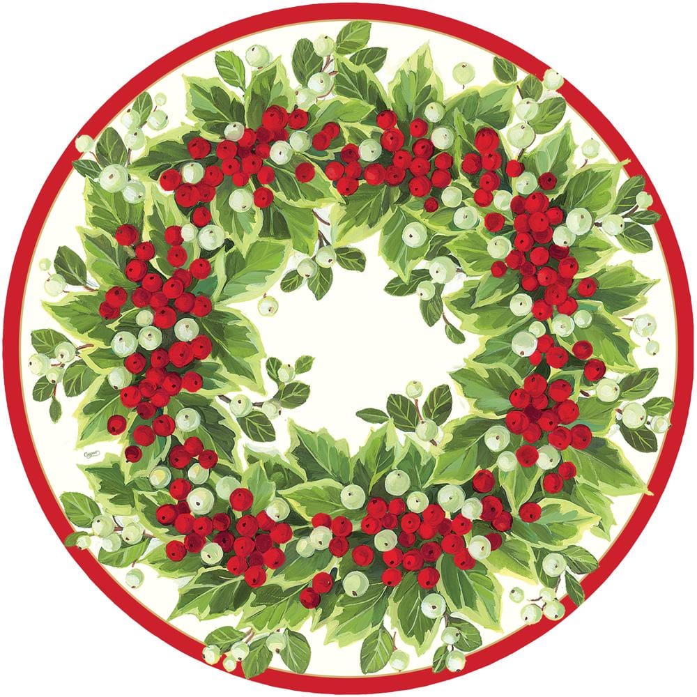 Holly and Berry Wreath Die-Cut Placemat