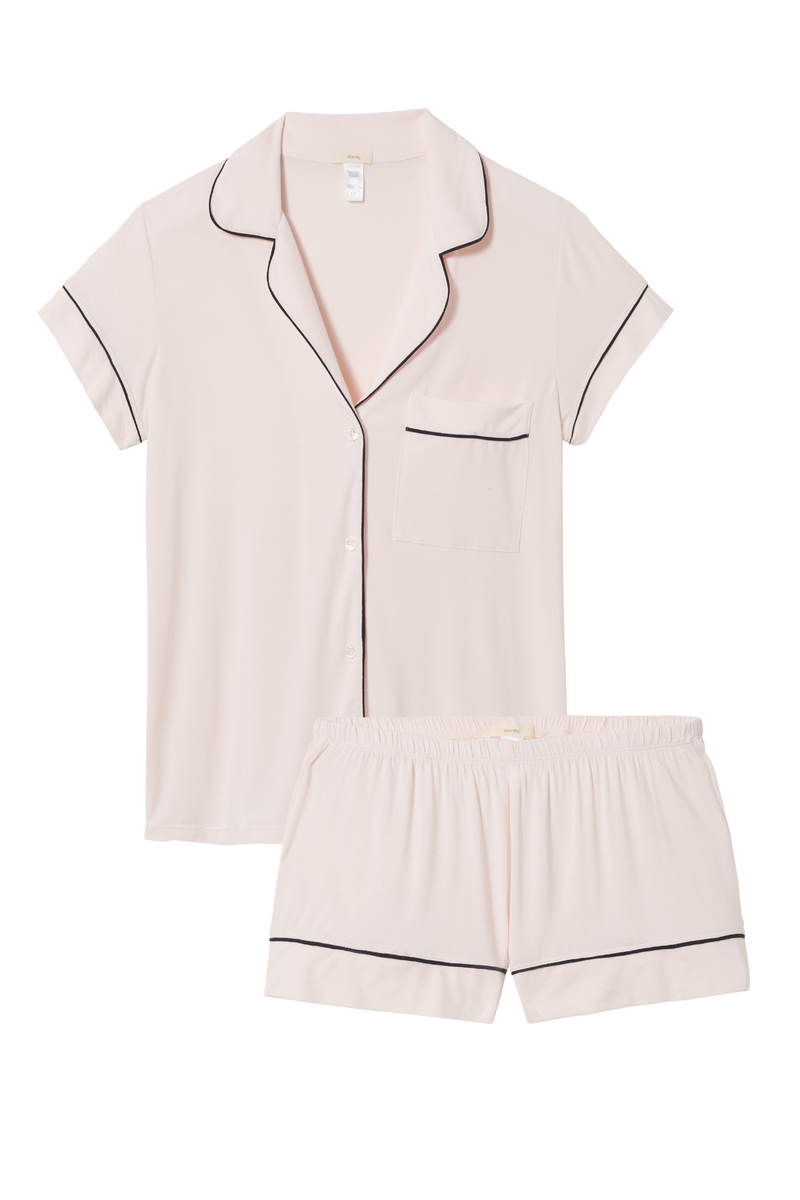 Gisele Shortie PJ Set in Sorbet/Black