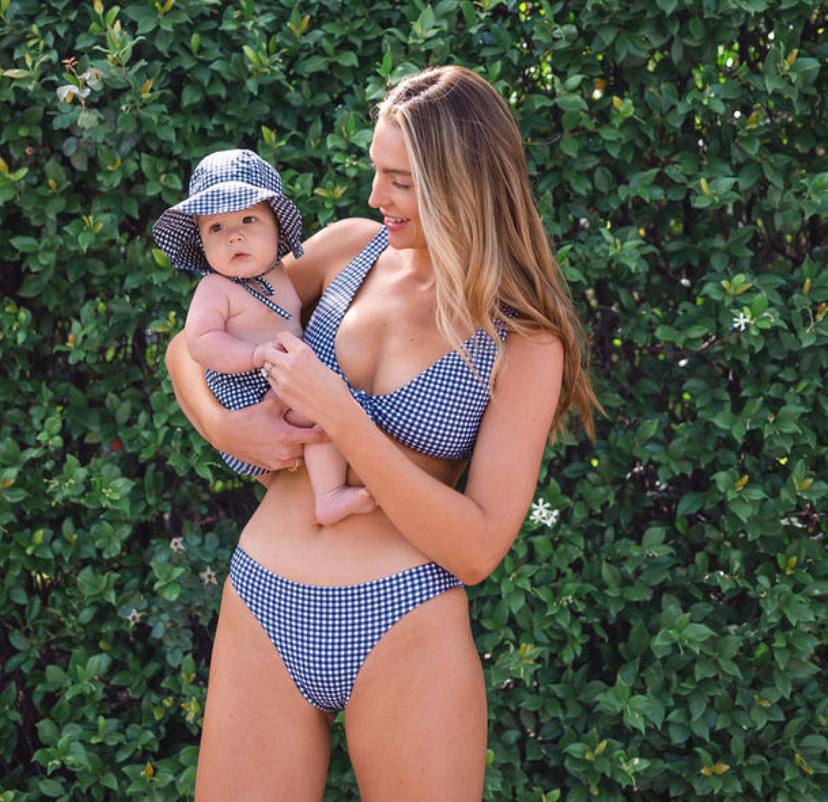 Women's Navy Gingham Bikini Bottom