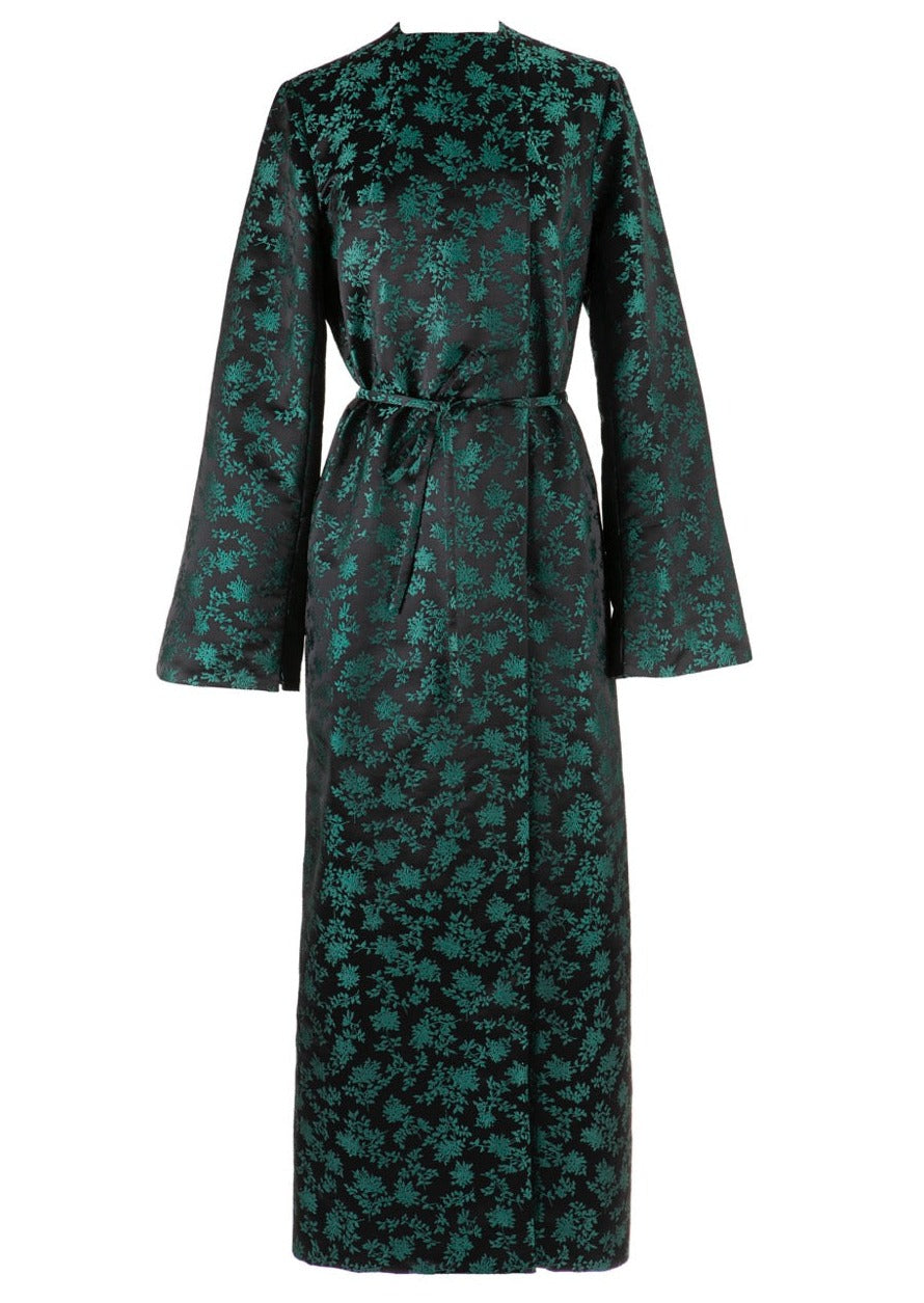 Lucille Coat in Green & Black Floral