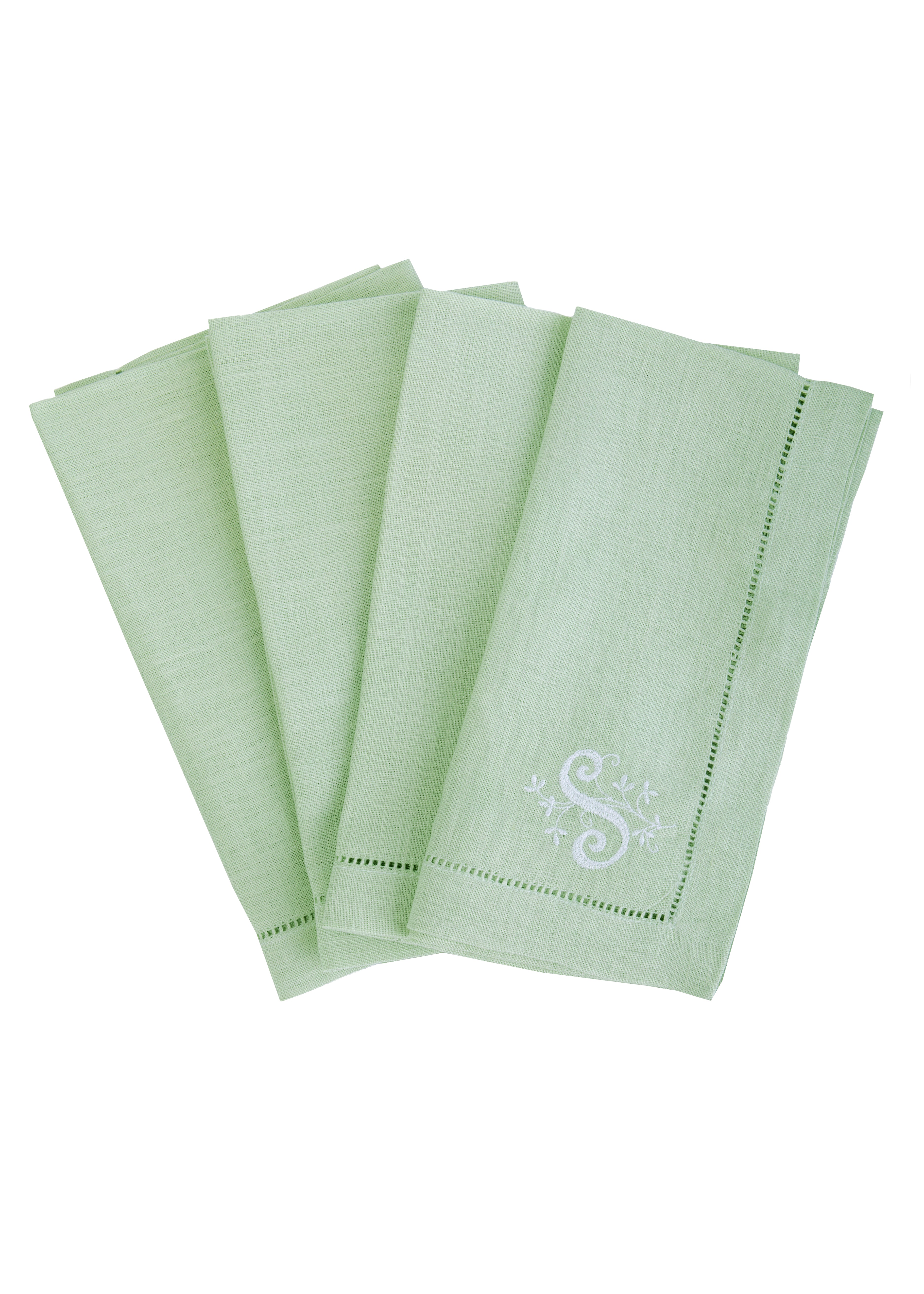 Monogram Dinner Napkin In Mint, Set of 4