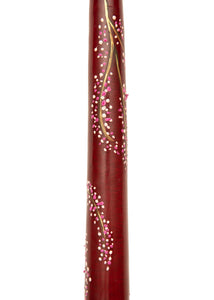 Burgundy Cherry Blossom Hand-Painted Taper Candles, Set of Two