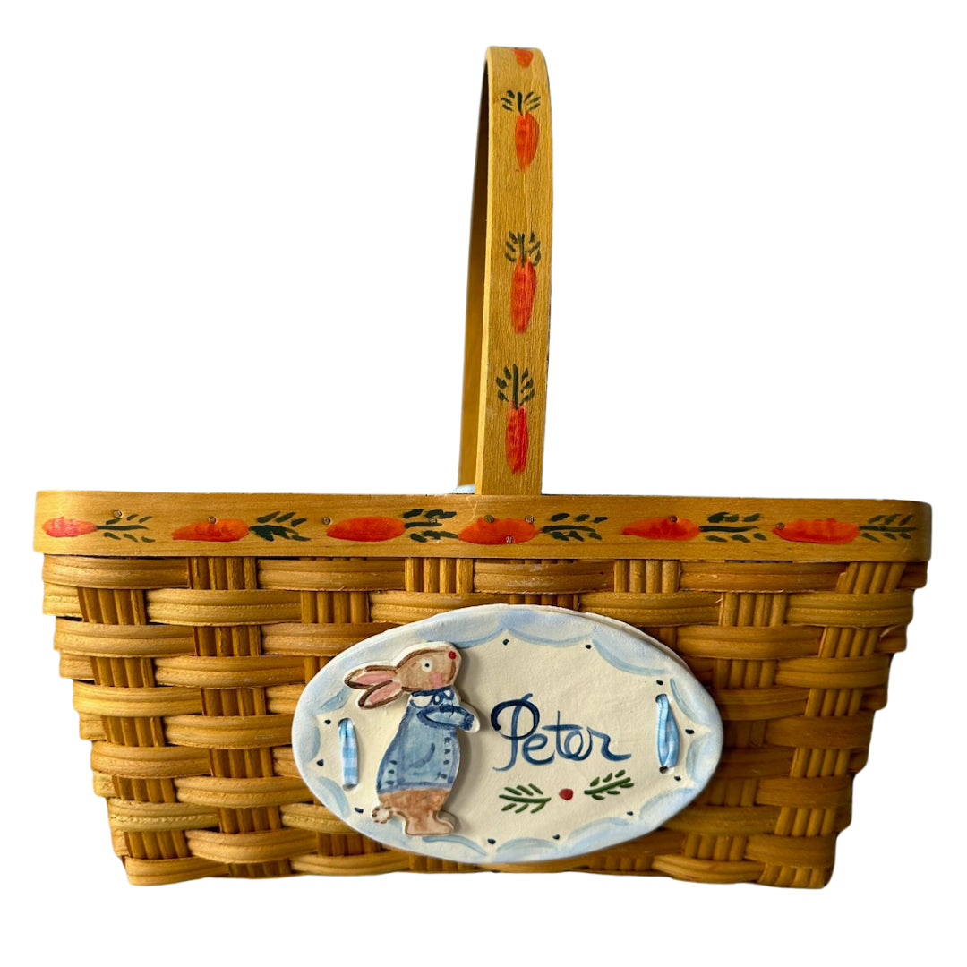 Hand-Painted Heirloom Custom Easter Basket in Blue