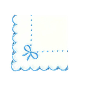 Studio Collection - Juliet Bows Napkins in White and Blue, Set of 4