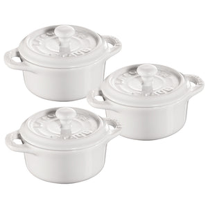 Ceramic Mini Round Cocotte Set, Set of 3