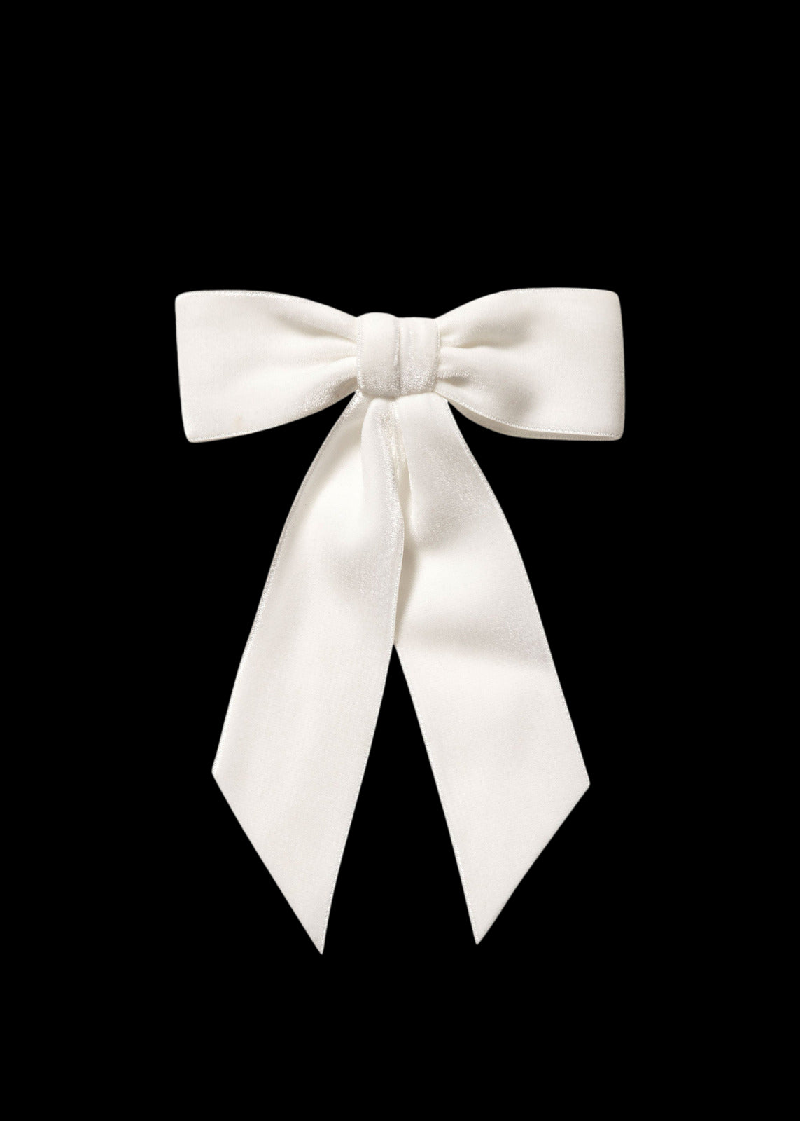 Wide Velvet Bow Barrette in Cream