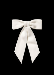 Wide Velvet Bow Barrette in Cream