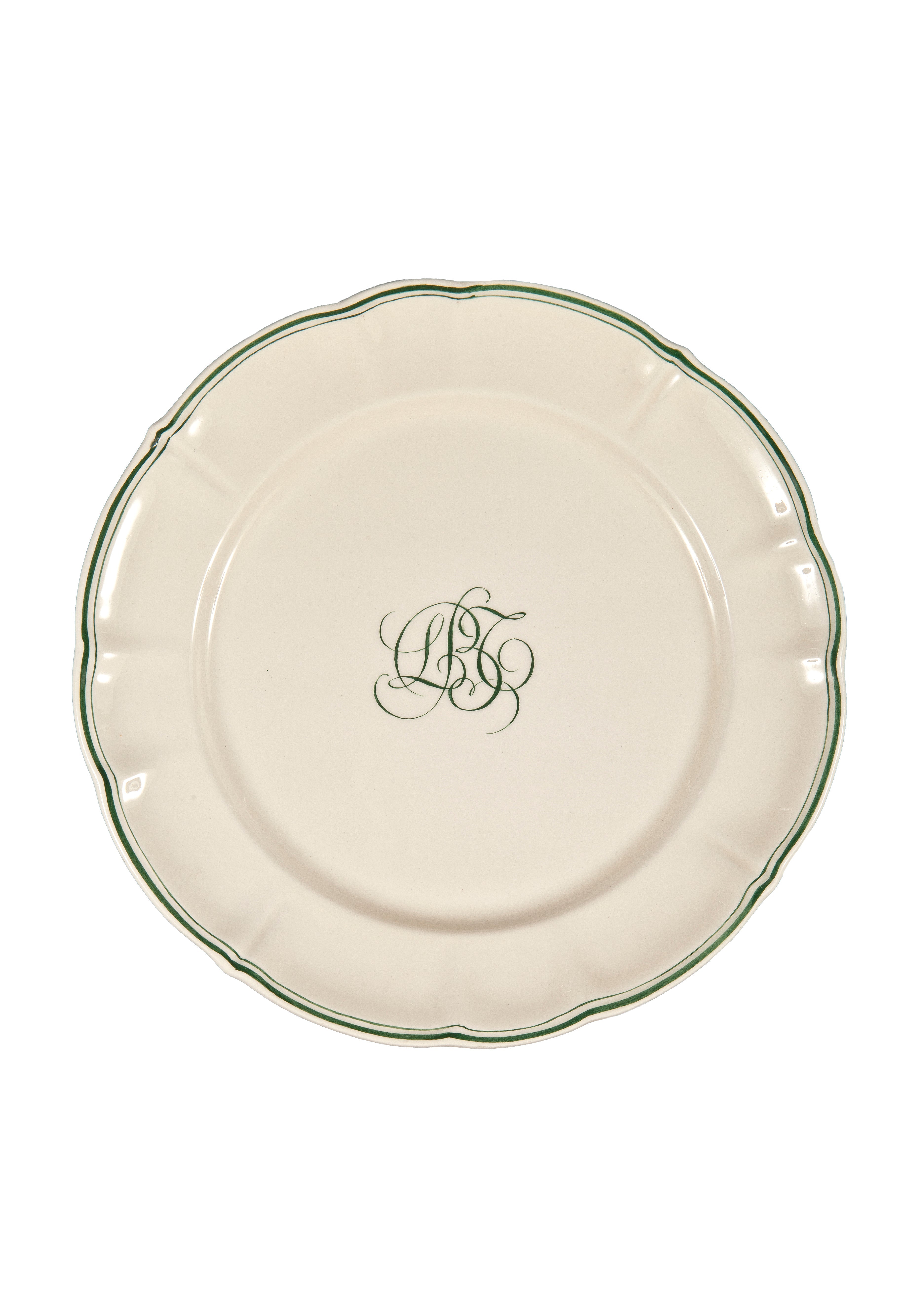 Bespoke Milano Plate with Central Simple Monogram, Set of 12