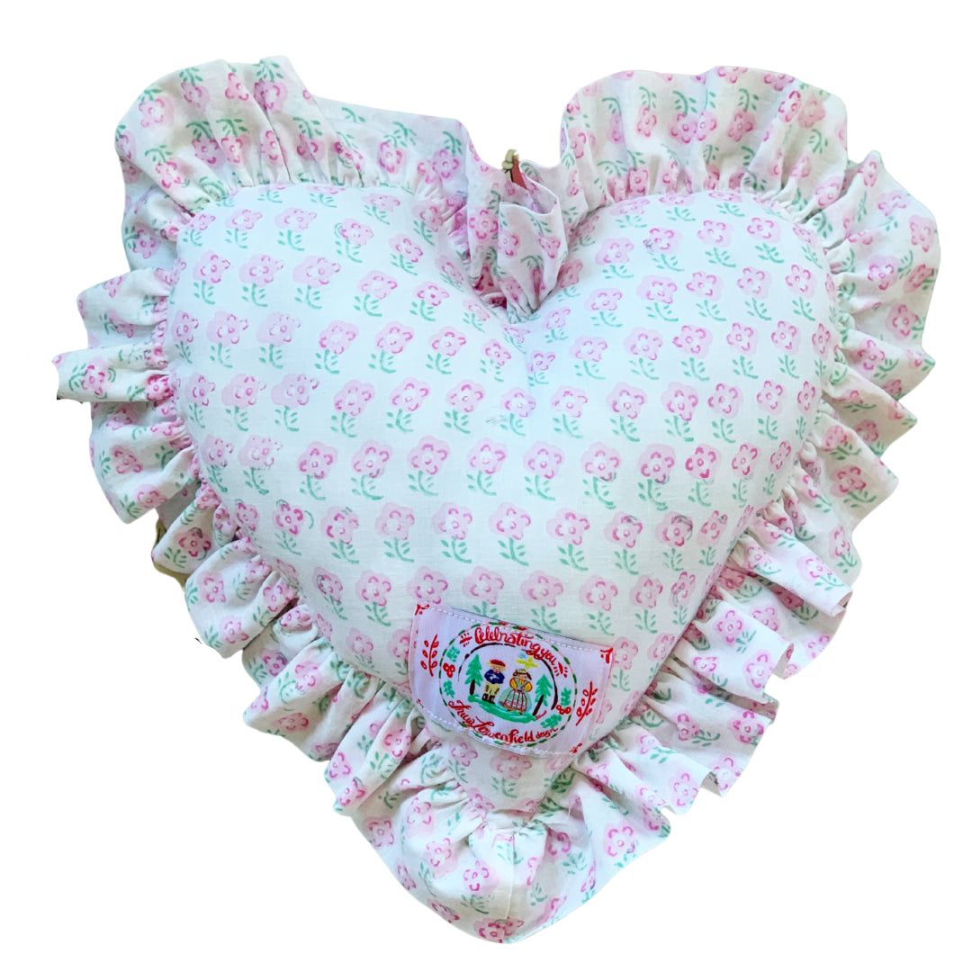 Love You So Heart Ruffle Pillow