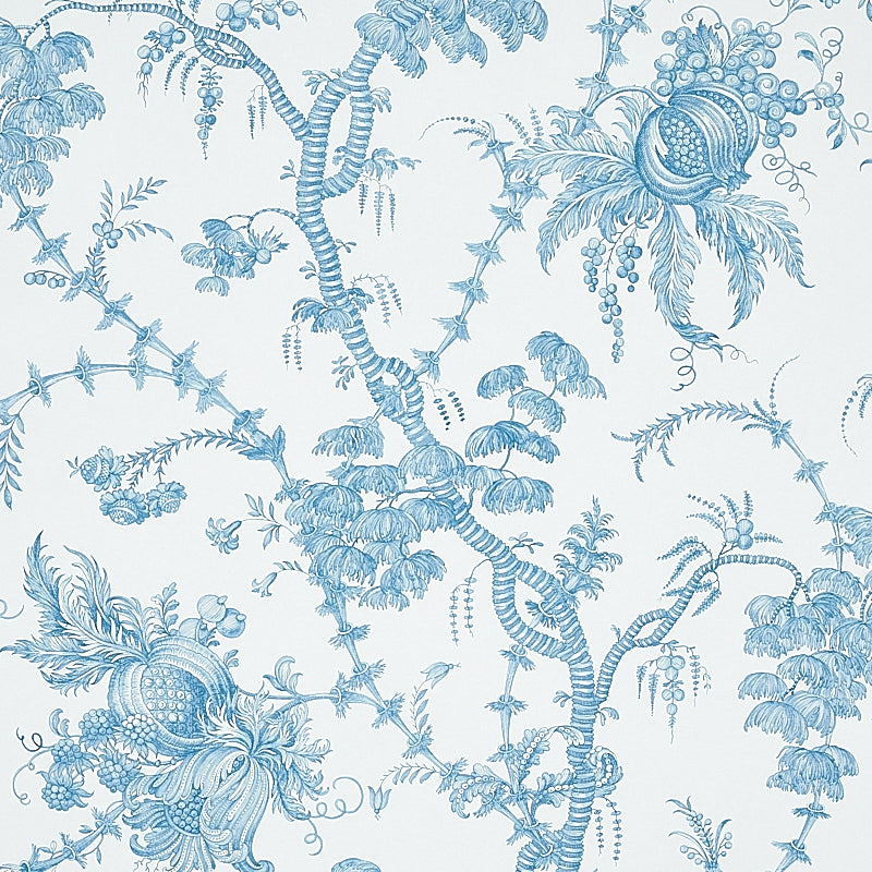 San Cristobal Toile Wallpaper in Peacock