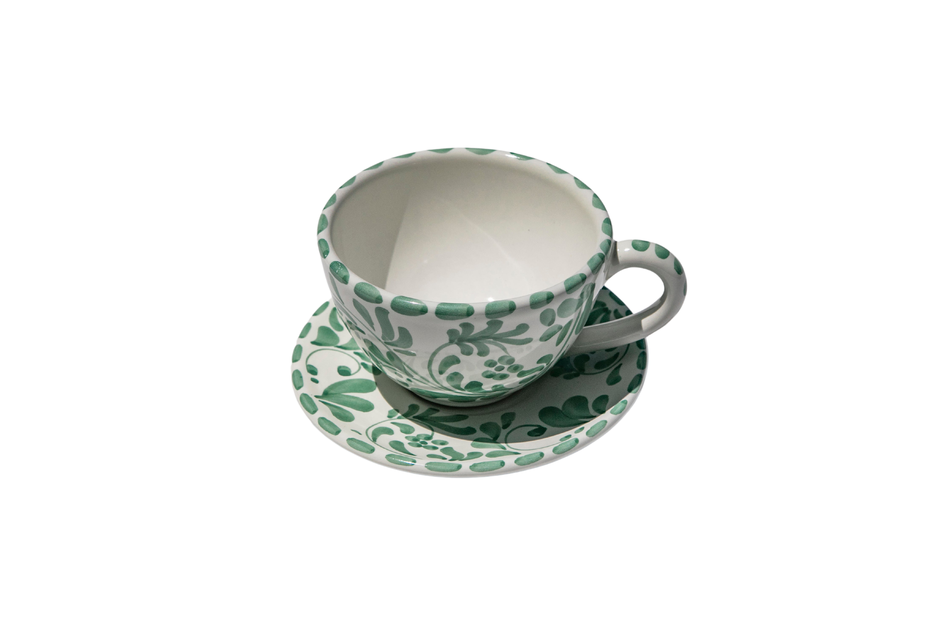 Coffee Cup with Saucer in Verde