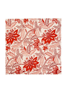 Block Print Dinner Napkin Holiday Poinsettias, Set of 4