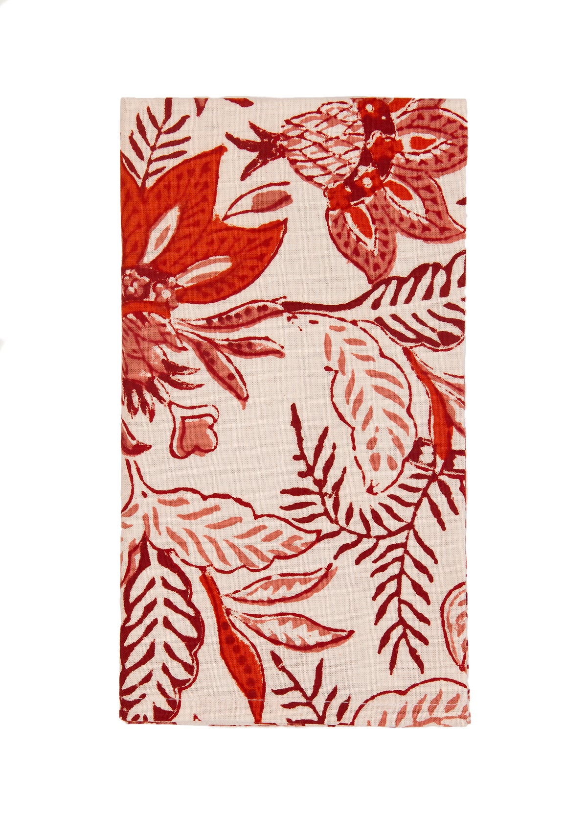 Block Print Dinner Napkin Holiday Poinsettias, Set of 4