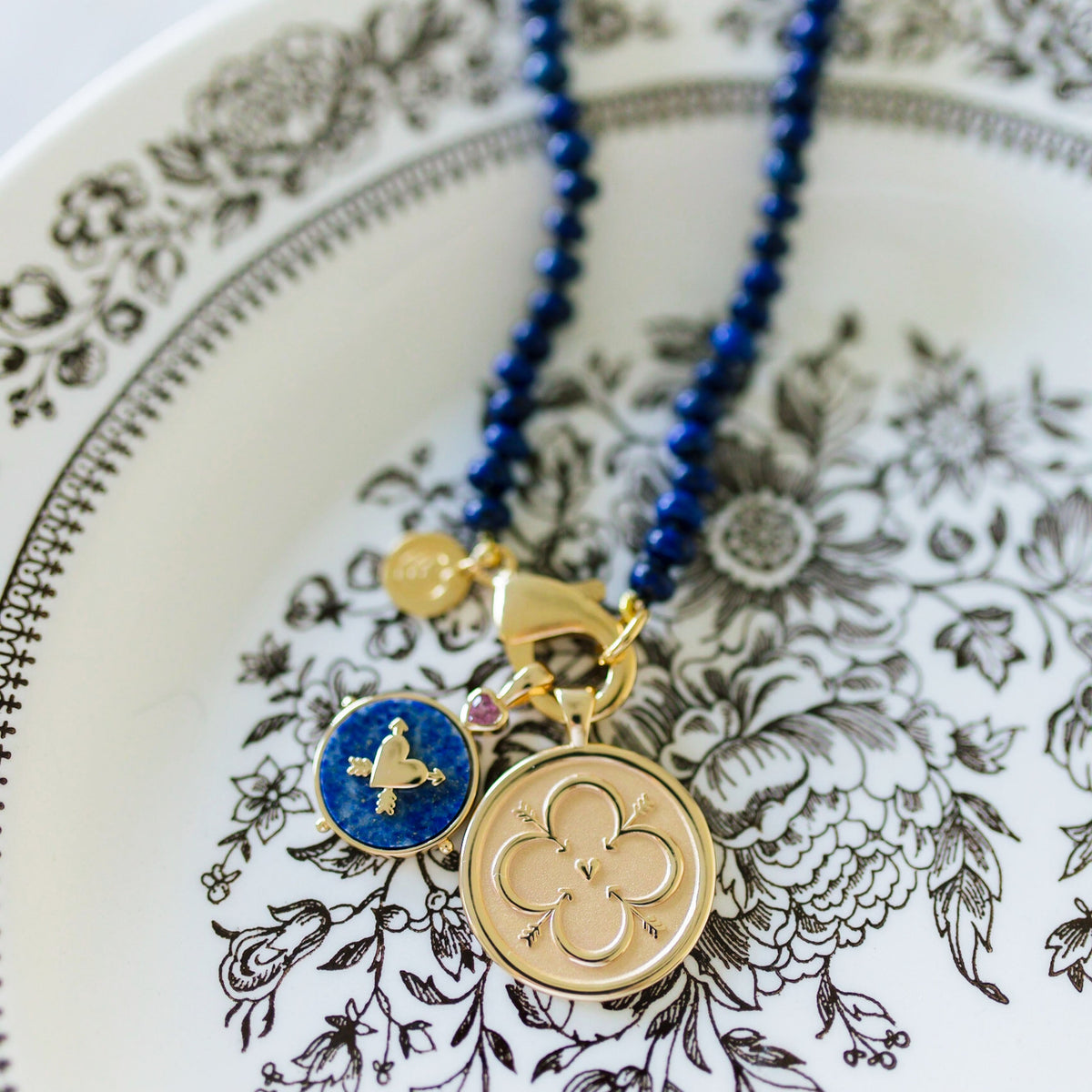 Love Lapis Heart And Arrows Pendant Necklace