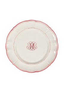 Bespoke Milano Plate with Central Monogram and Rim, Set of 12