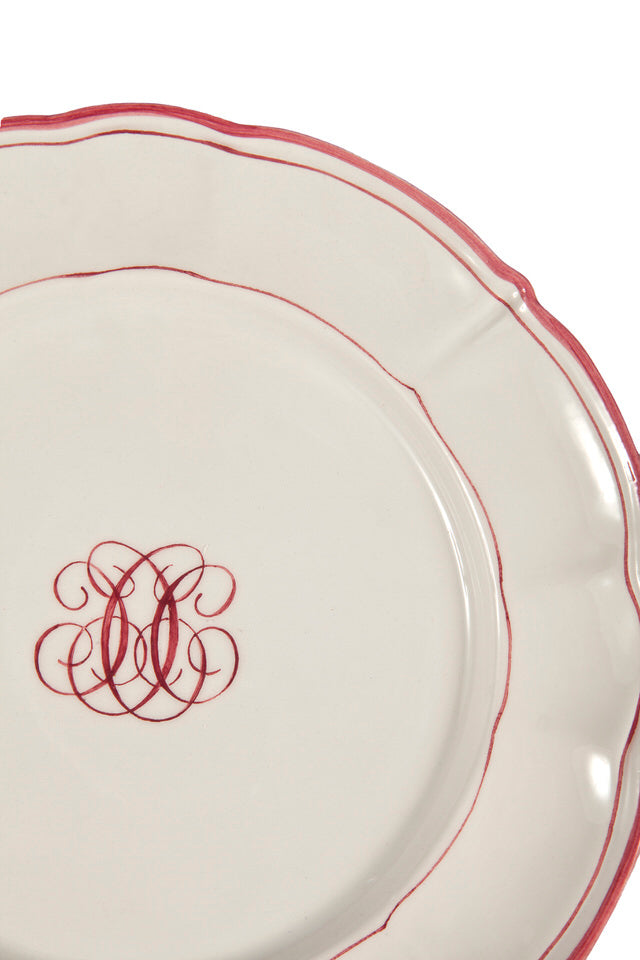 Bespoke Milano Plate with Central Monogram and Rim, Set of 12