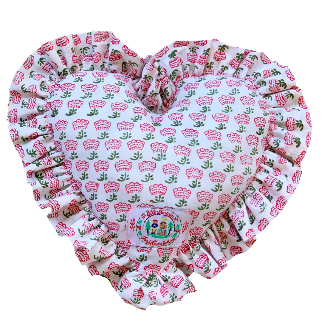 Love You So Heart Ruffle Pillow