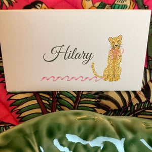 Leopard with Pink Bow Place Cards