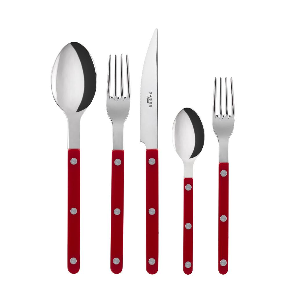 Bistrot Place Setting in Burgundy, Set of 5