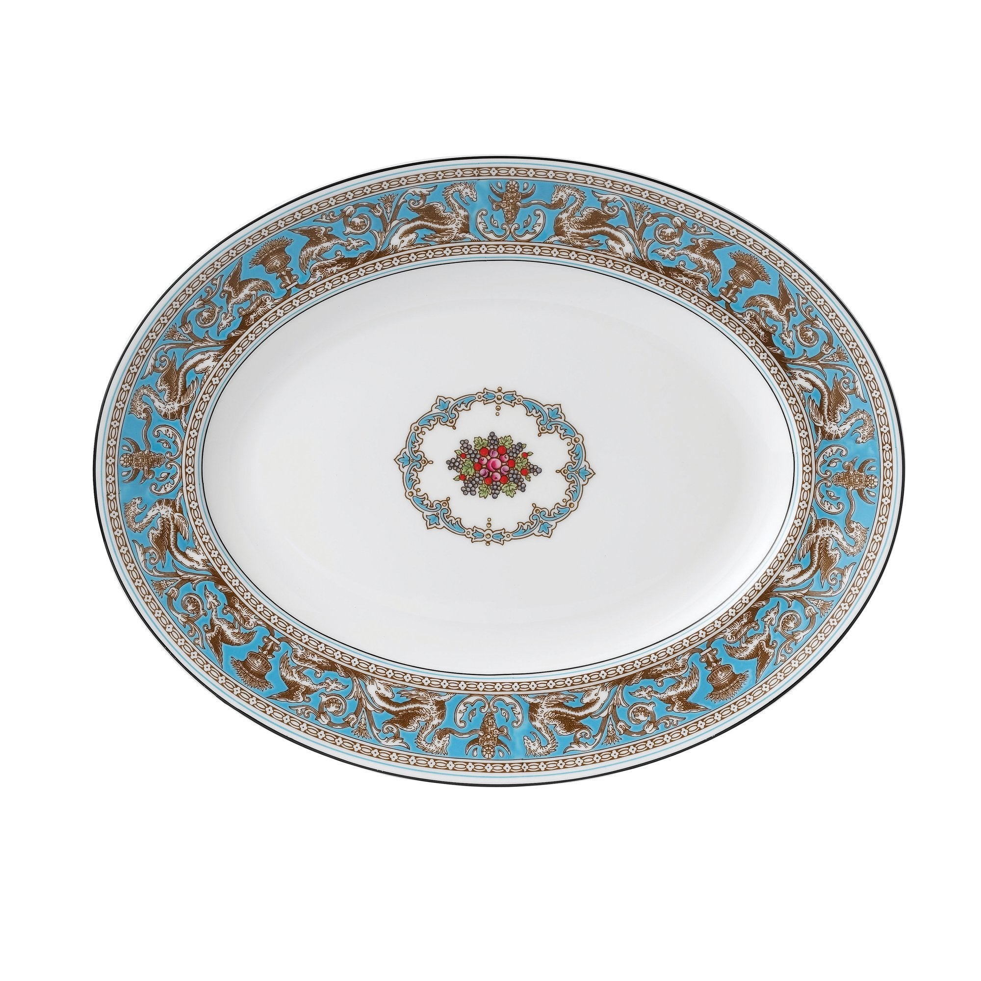 Florentine Turquoise Oval Platter 13.75"