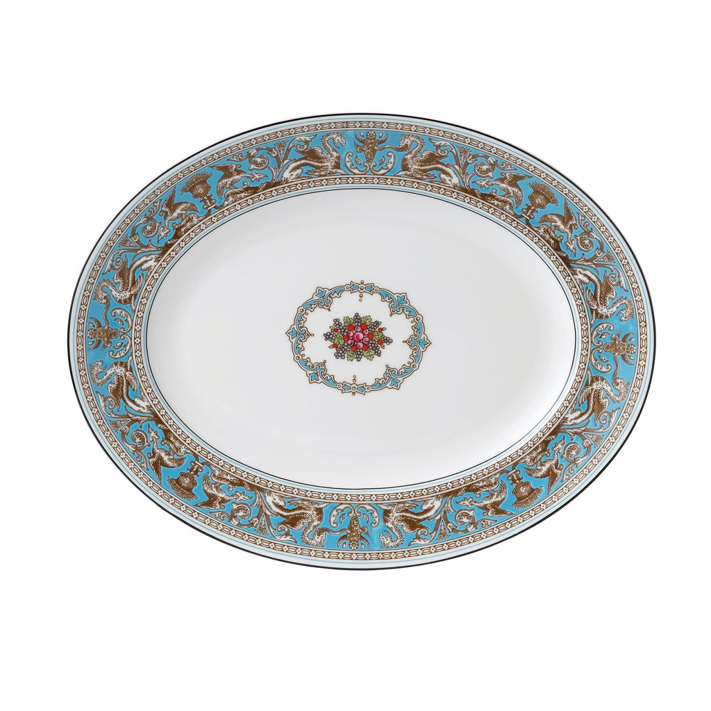 Florentine Turquoise Oval Platter 13.75"