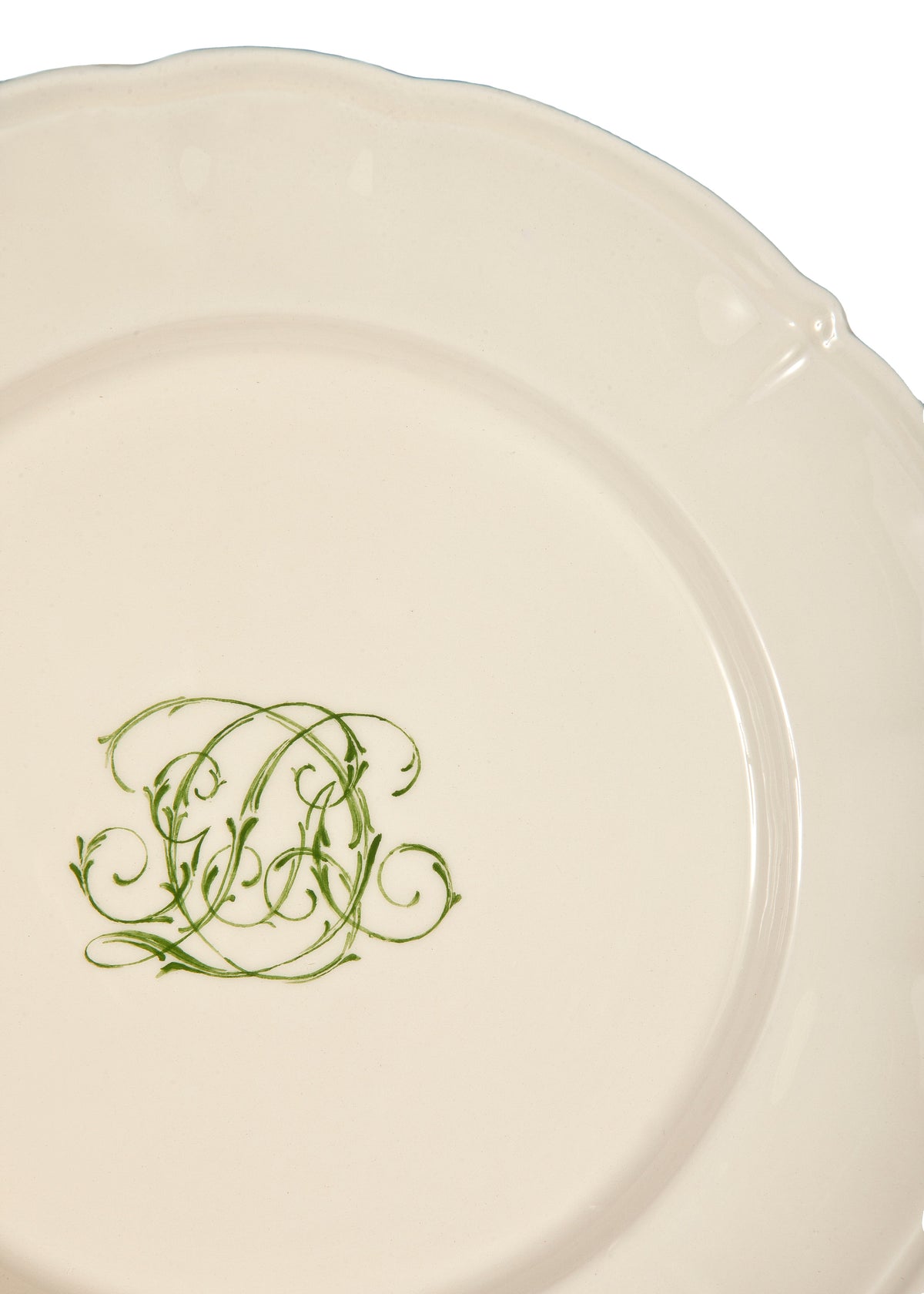 Bespoke Flourished Plate with Cursive Monogram, Set of 12