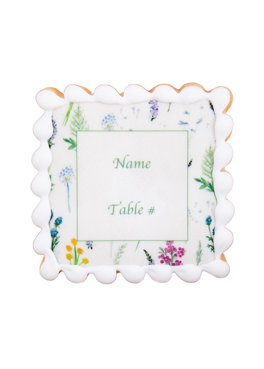 Floral Multicolor Name Plate Sugar Cookies, Set of 12