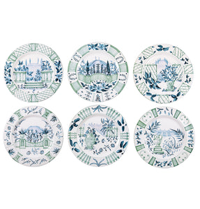 Blue Italian Views Plates Collection, Set of 6