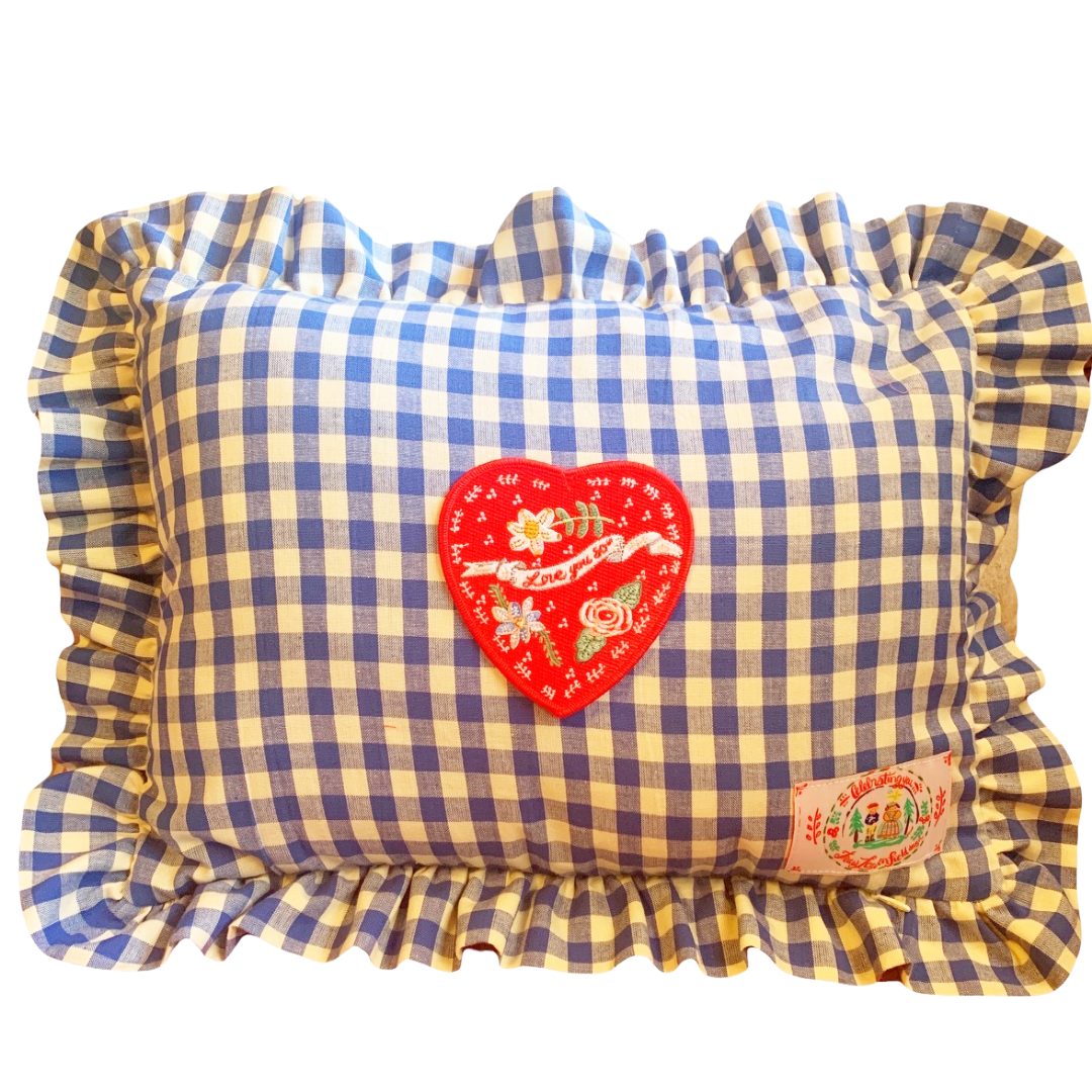 Gingham Rectangle Ruffle Pillow