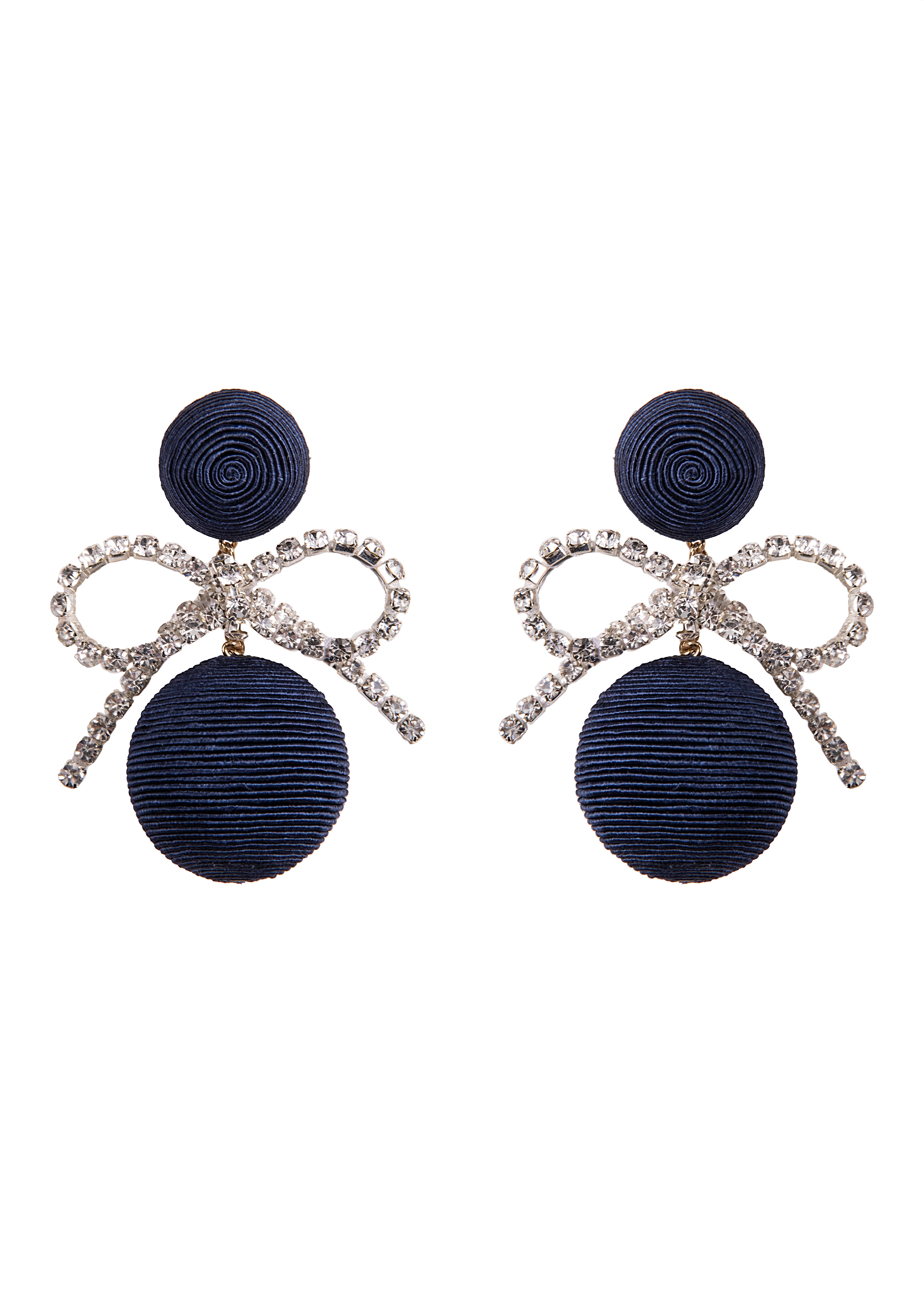 Bon Bon Crystal Bow Earring in Navy