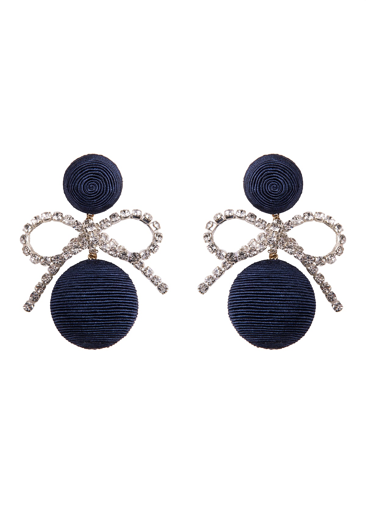 Bon Bon Crystal Bow Earring in Navy