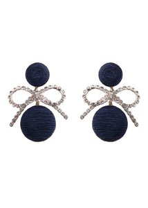 Bon Bon Crystal Bow Earring in Navy