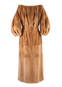 Hendrix Faux Mink Coat in Camel