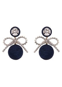 Bon Bon Crystal Bow Earring in Navy